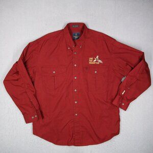 Vintage Browning Hunting Shirt Mens XL Red Twill Button Up Lone Pine Pheasant